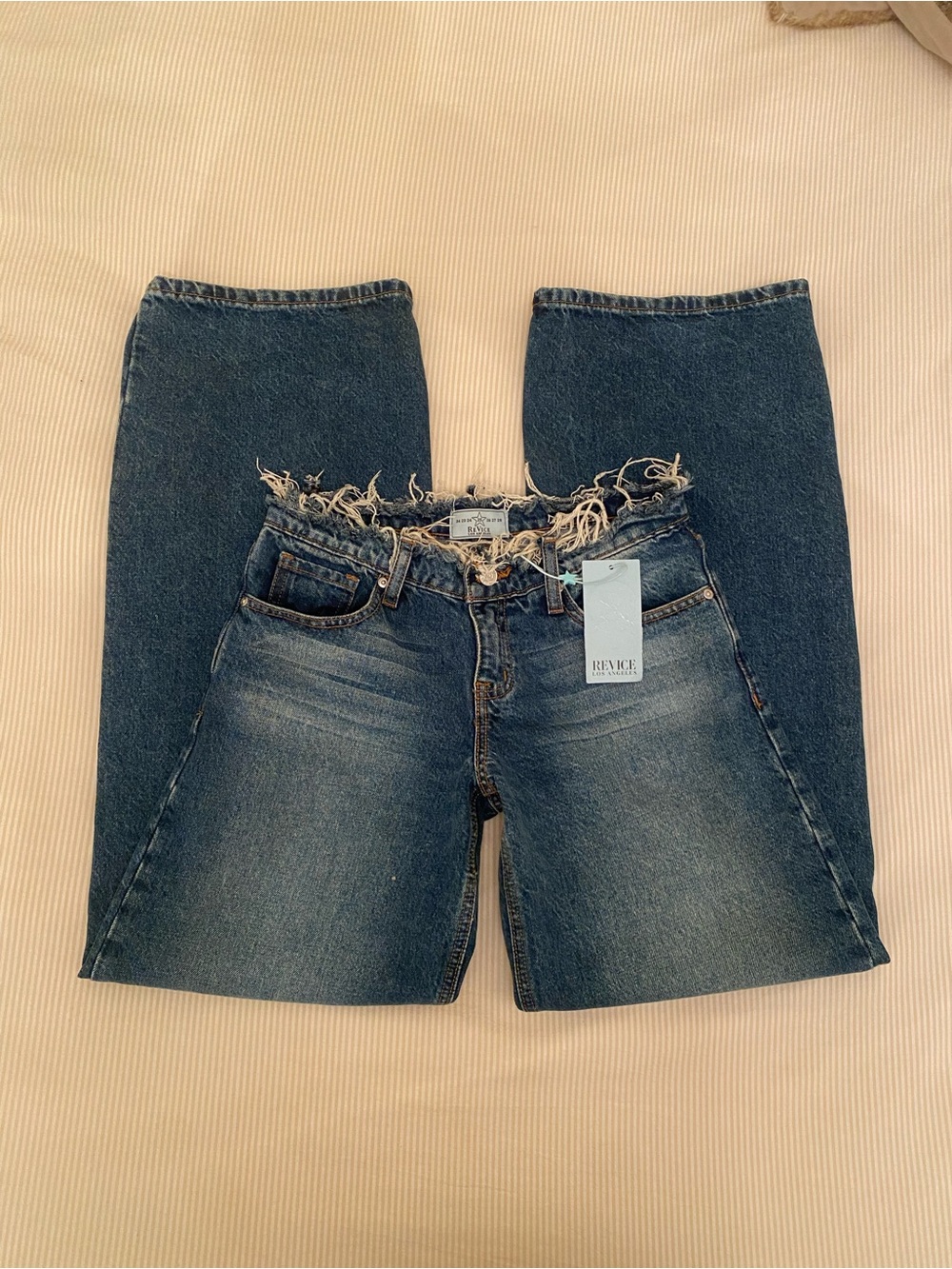 NWT REVICE American Blues Low- Rise Frayed-Waist Jeans